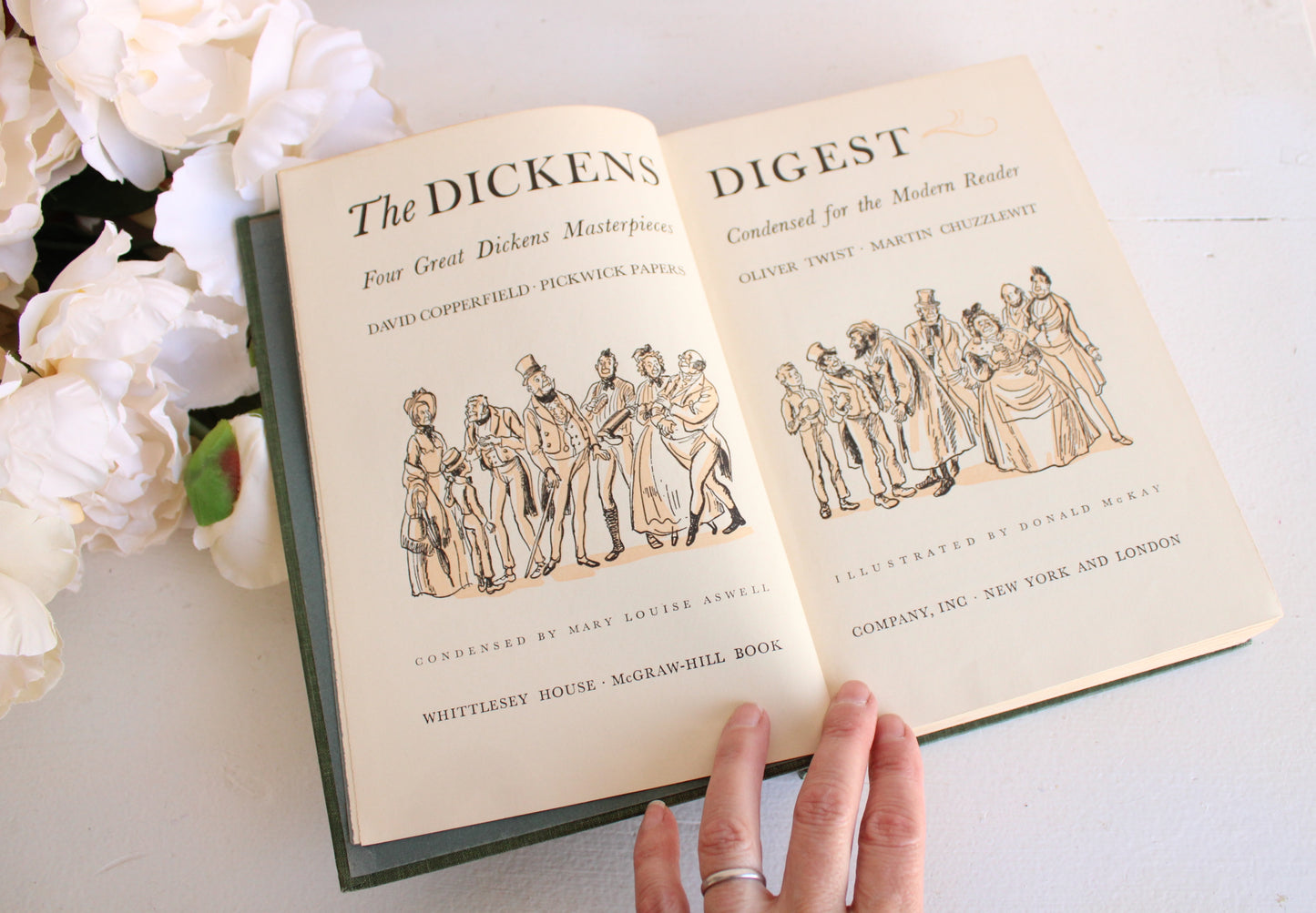 Vintage 1940s Book, "The Dickens Digest", by Charles Dickens, Illustrated