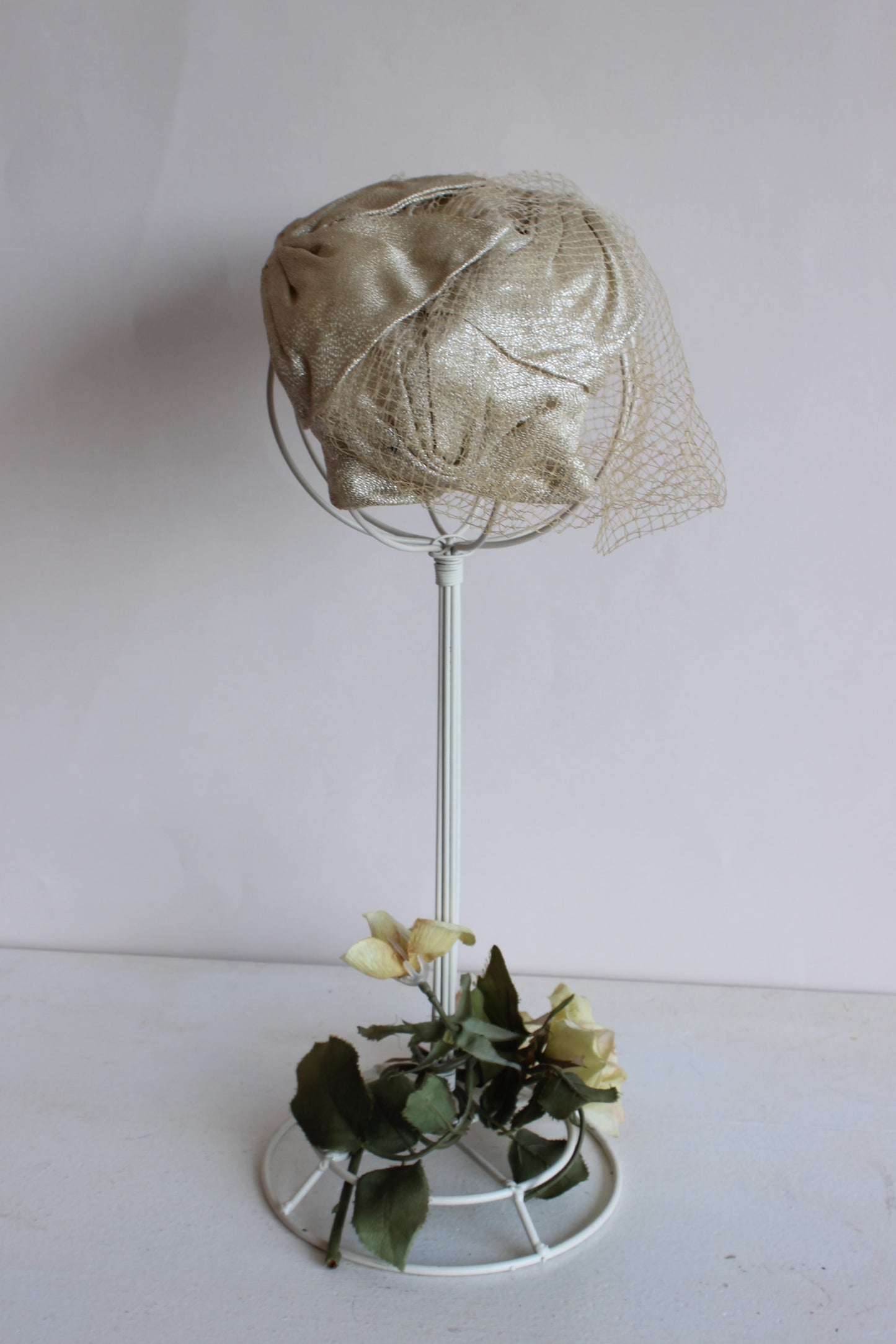 Vintage 1950s Gold Lame Curvette Hat with Veil