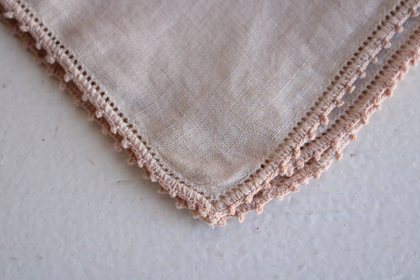"Dried Rose" Hand Plant Dyed Vintage Handkerchief in Mottled Dusty Pink
