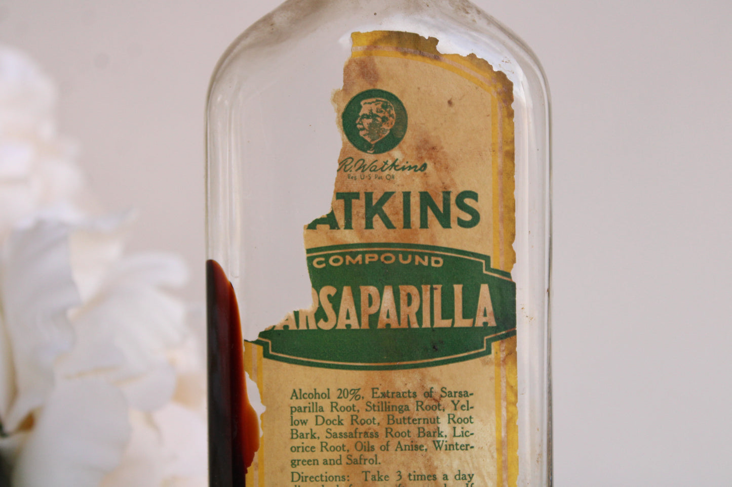 Vintage 1930s 1940s Watkins Sarsaparilla Bottle