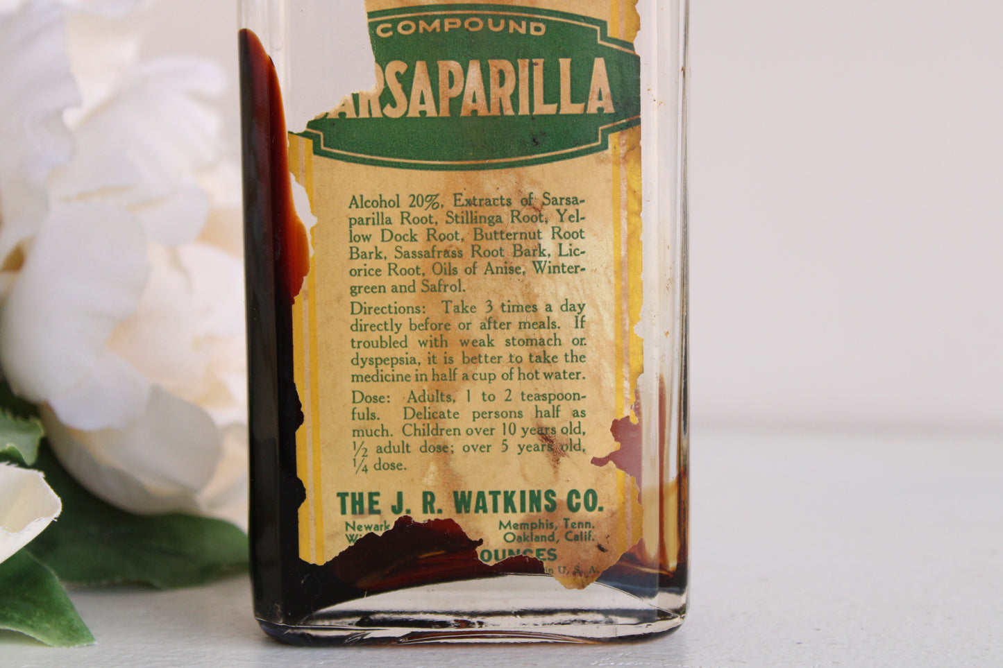 Vintage 1930s 1940s Watkins Sarsaparilla Bottle