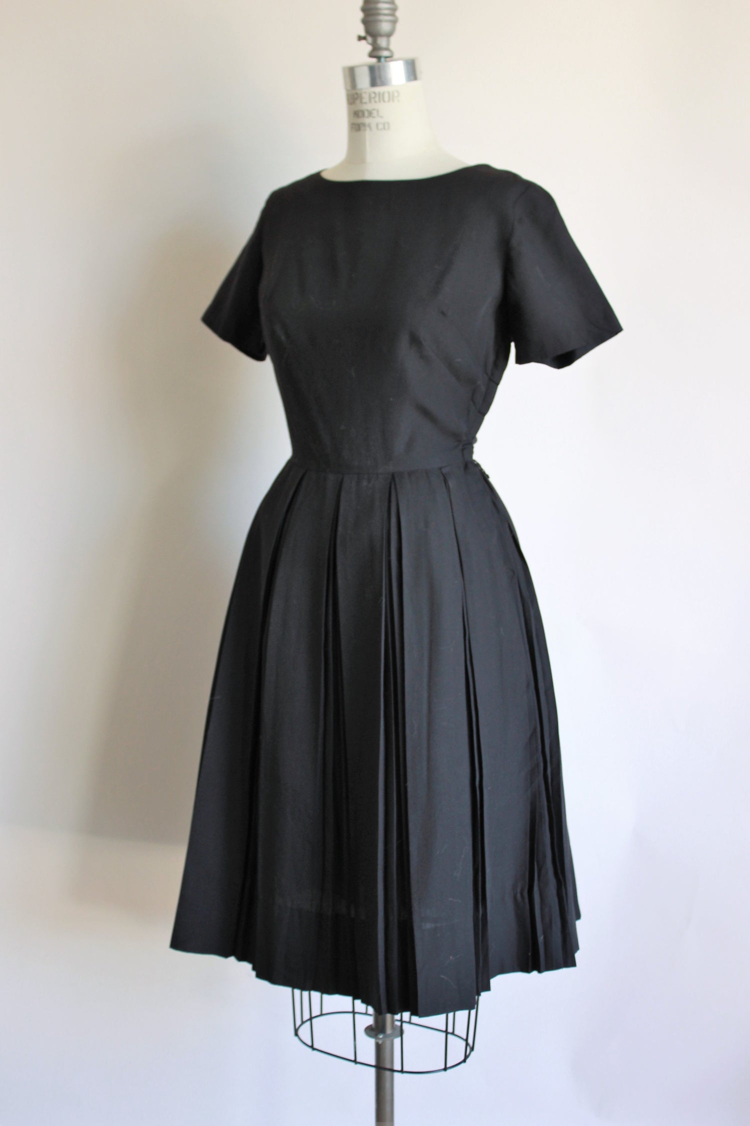 Vintage 1950s Black Fit And Flare Dress by Kay Windsor