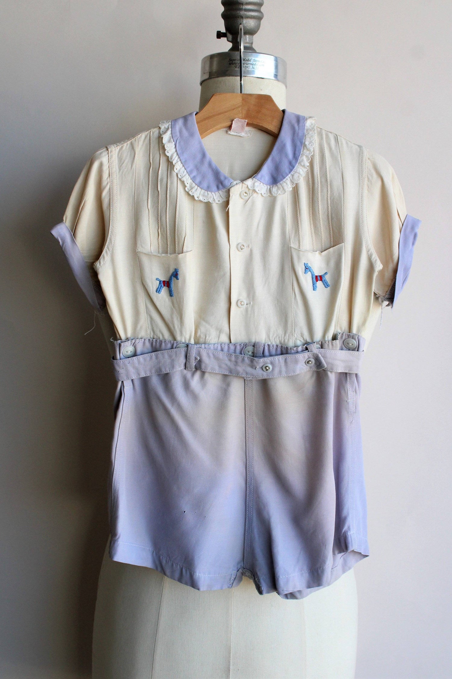 Vintage 1950s Peter Piper Unisex Baby Shorts And Top-Toadstool Farm Vintage-baby,baby onsie,horse embroidery,layette,layette infaant,outfit,peter piper,shorts and top,Vintage,Vintage Clothing