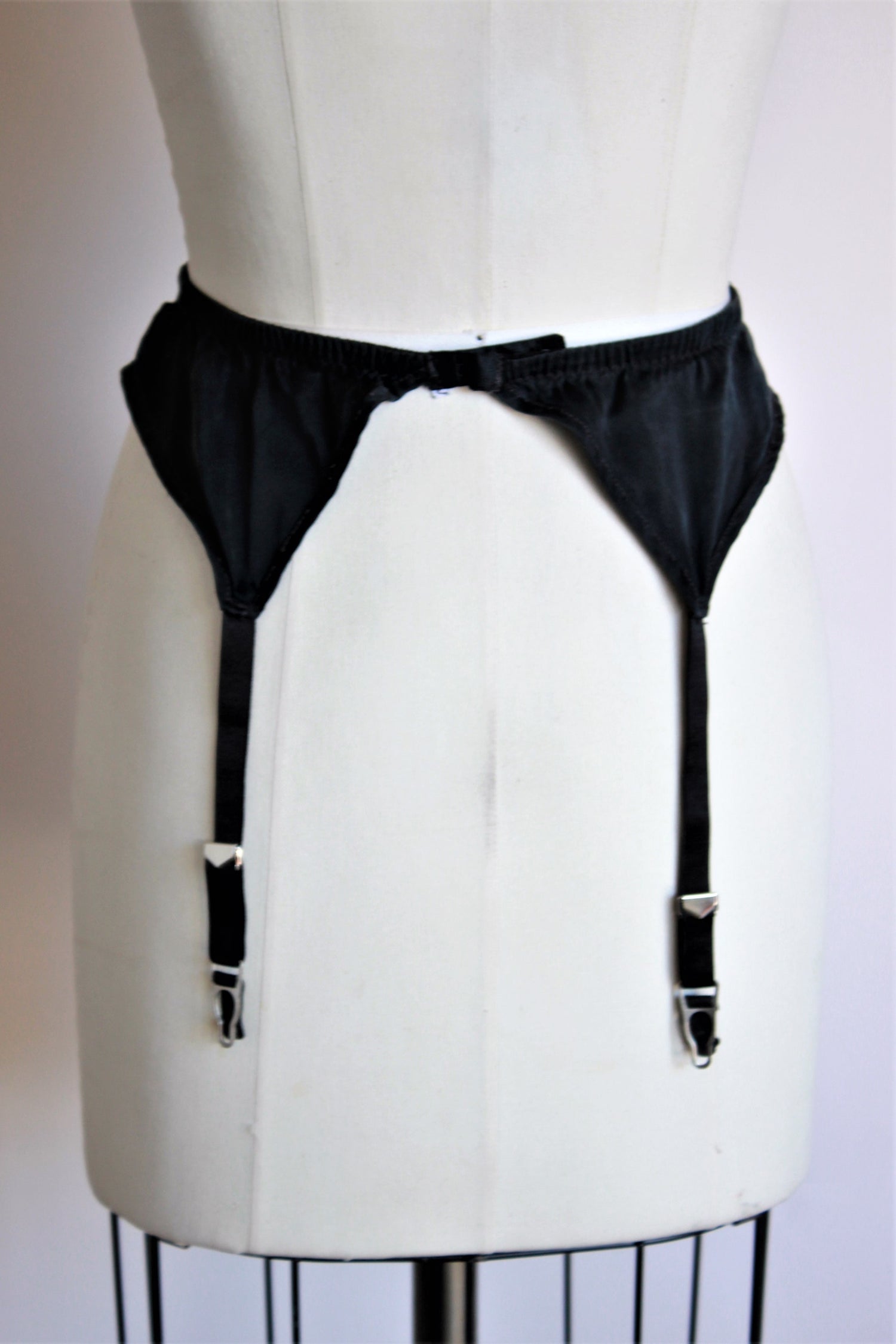 Vintage 1990s Black Silk Garter Belt