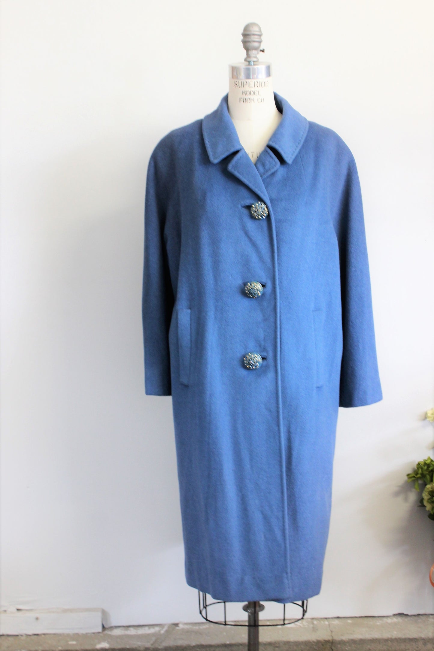 Vintage 1950s Blue Wool Coat