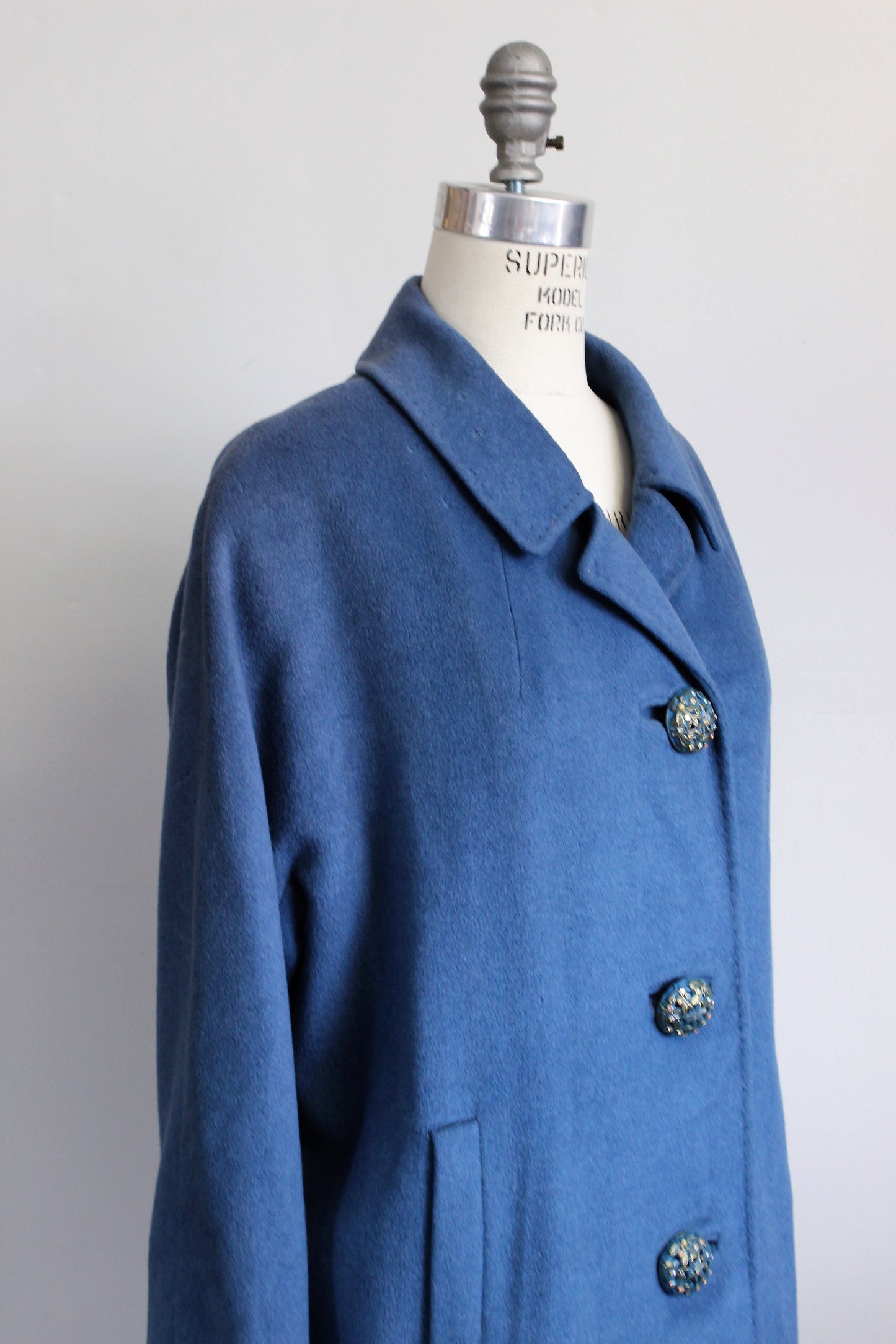 Vintage 1950s Blue Wool Coat