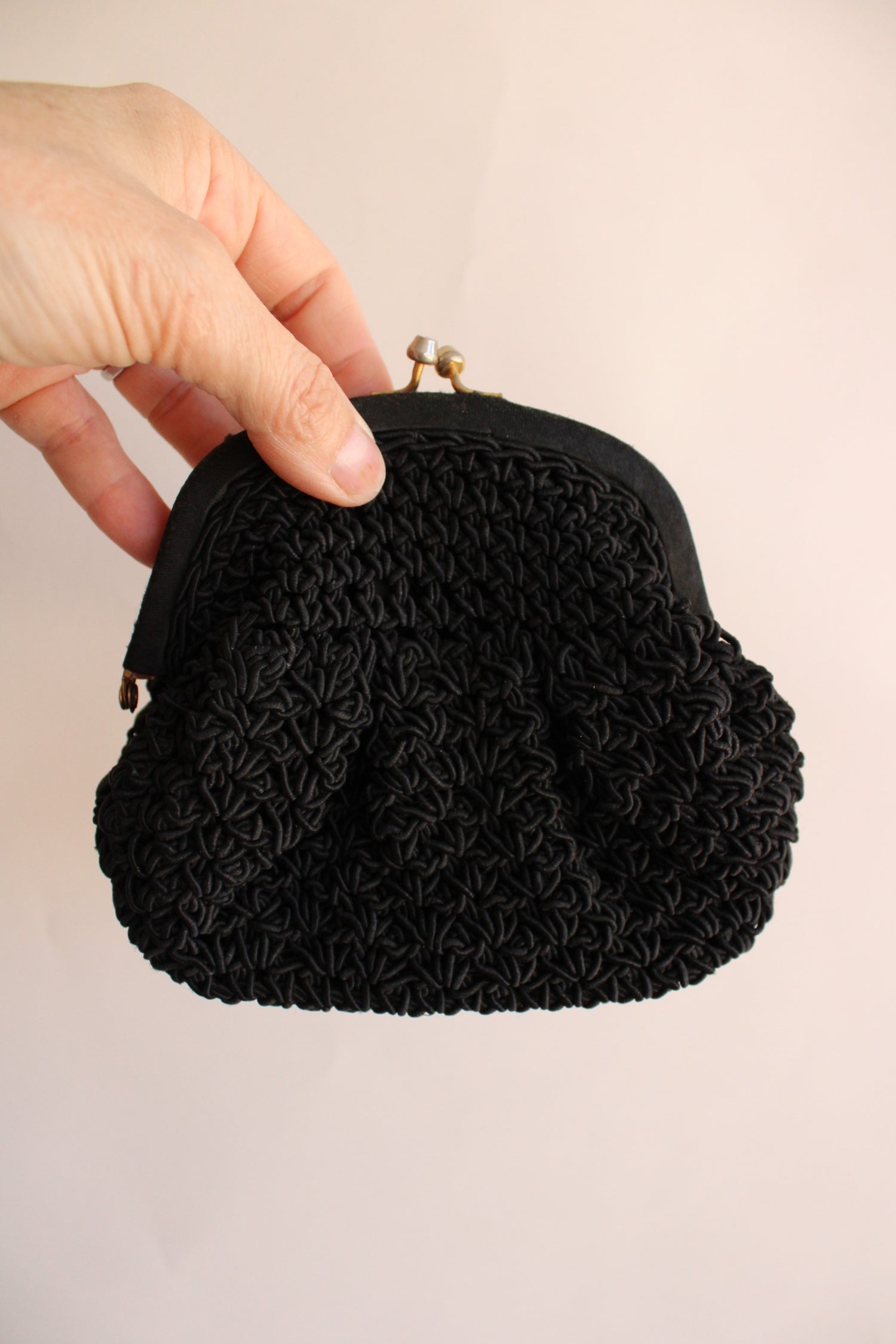 1940s Black Velvet Handbag - Formal Purse - 40's 50's Accessories
