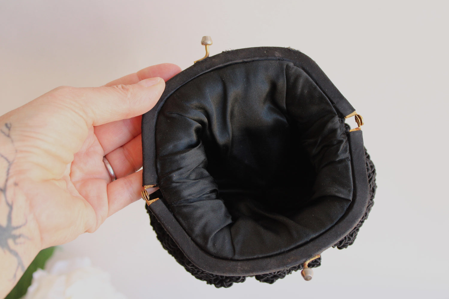 1940s Black Velvet Handbag - Formal Purse - 40's 50's Accessories