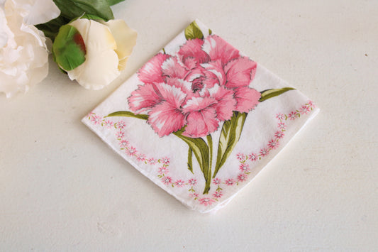 Vintage Pink Carnation Handkerchief
