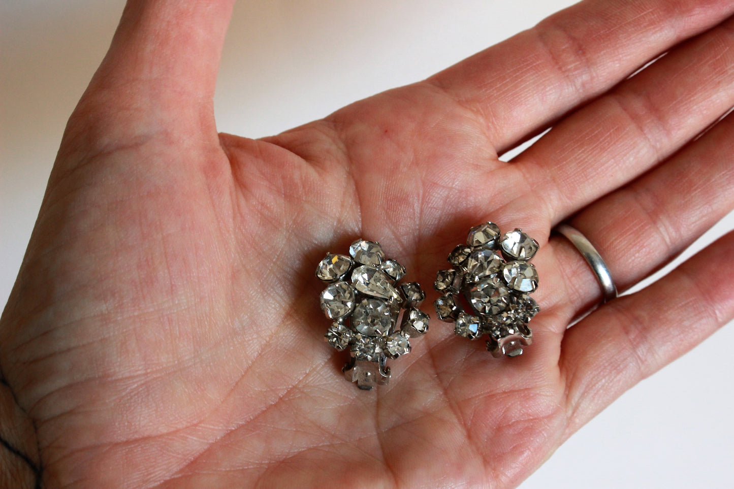 Vintage Rhinestone Cluster Earrings