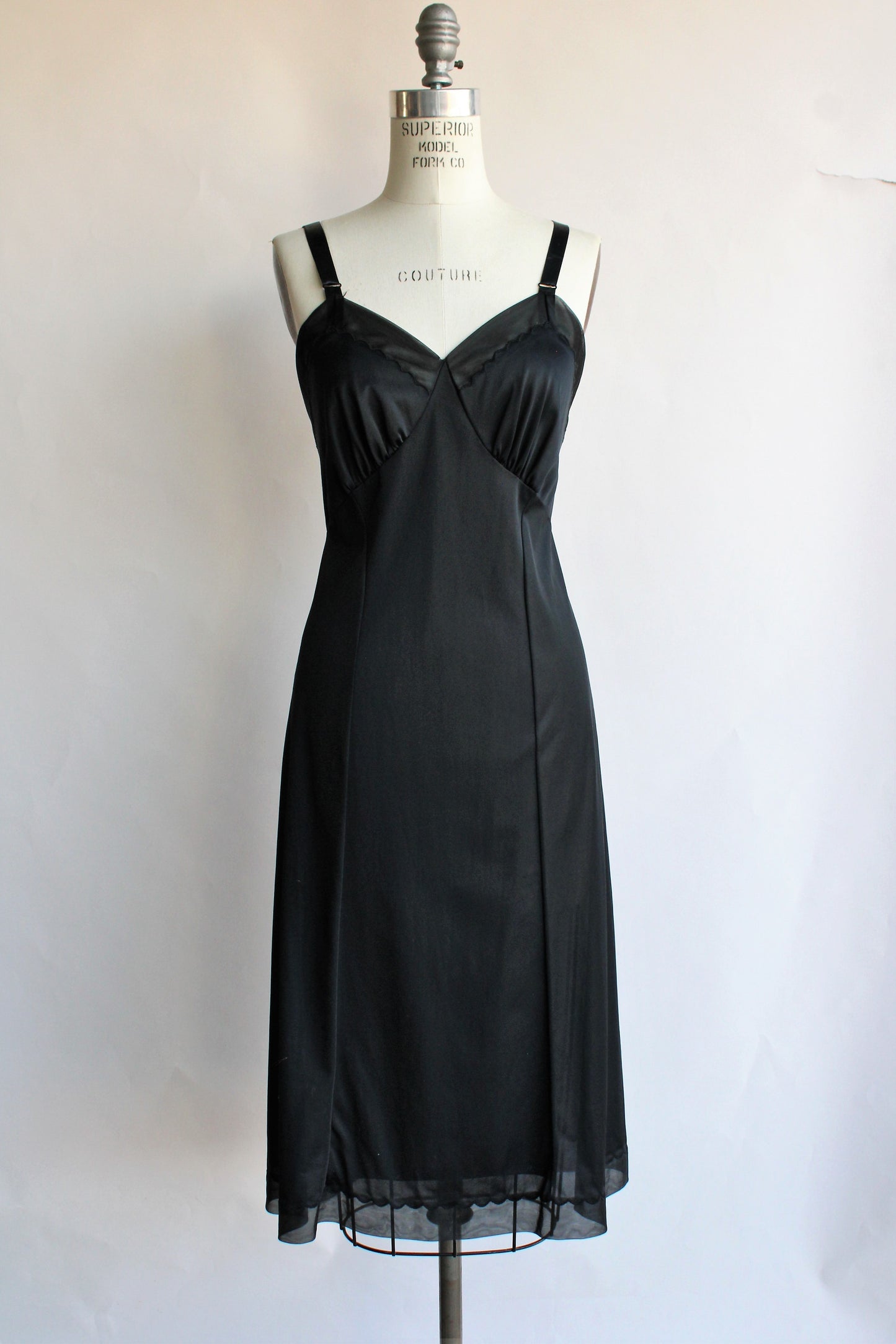 Vintage 1960s Black Full Slip by Penneys, Adonna