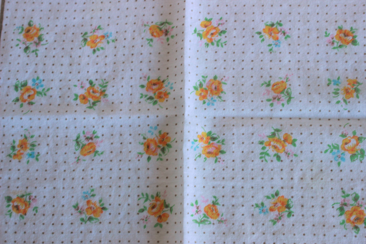 Vintage Cotton Handkerchief With A Yellow Flower Print 