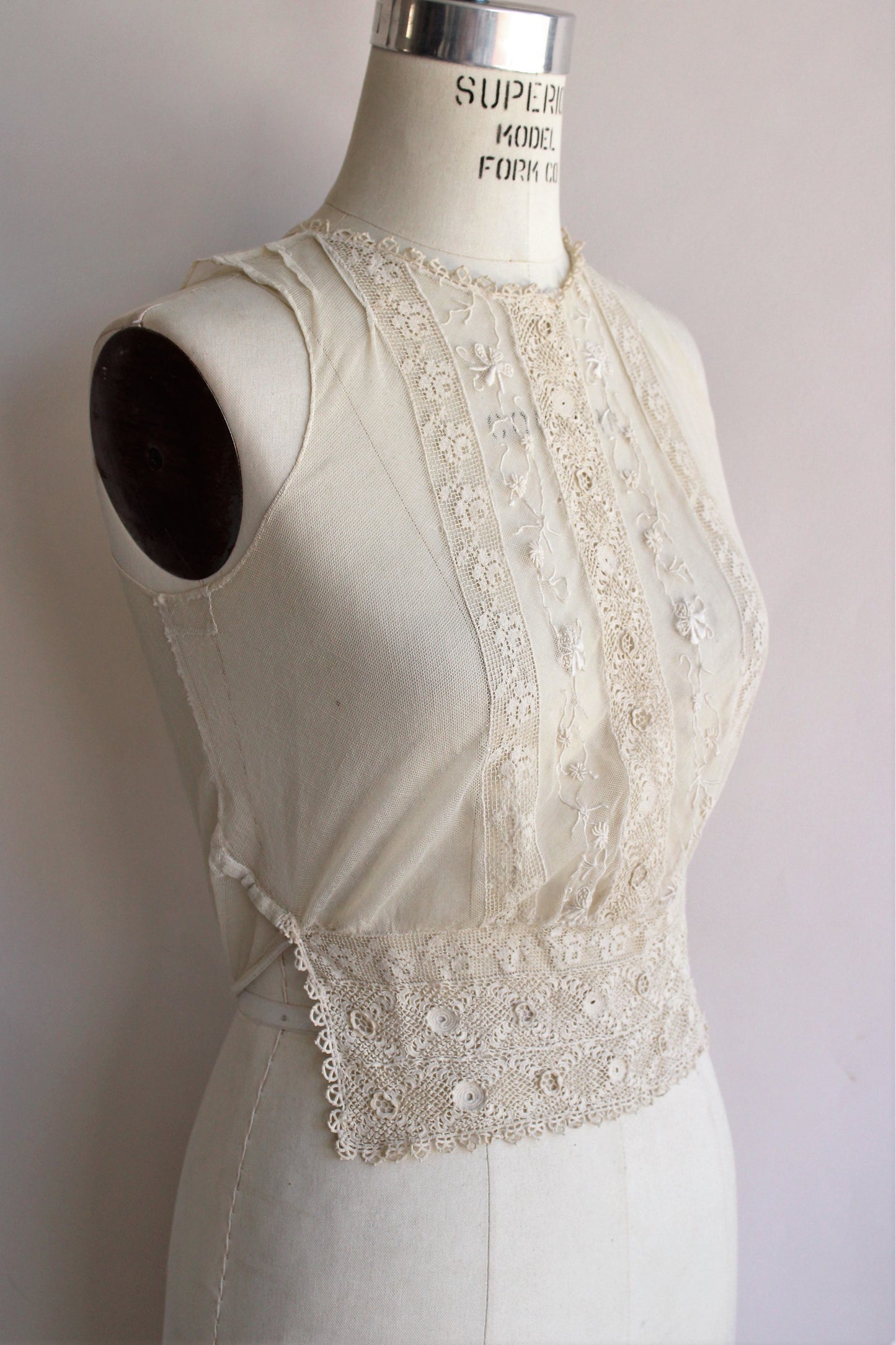 Vintage 1910s Sheer Mesh and Lace Blouse
