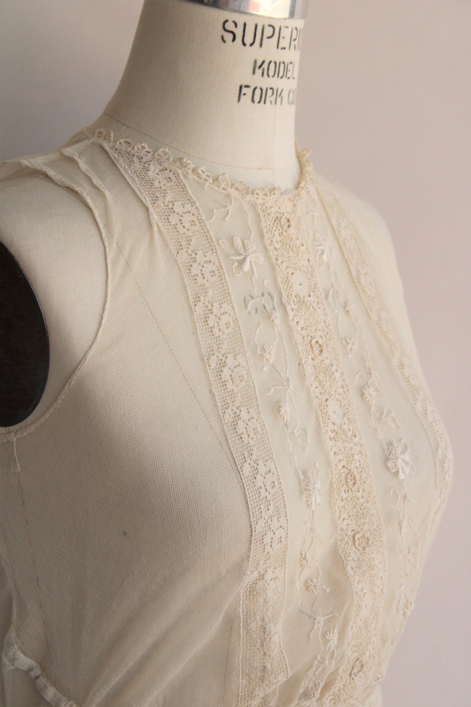Vintage 1910s Sheer Mesh and Lace Blouse