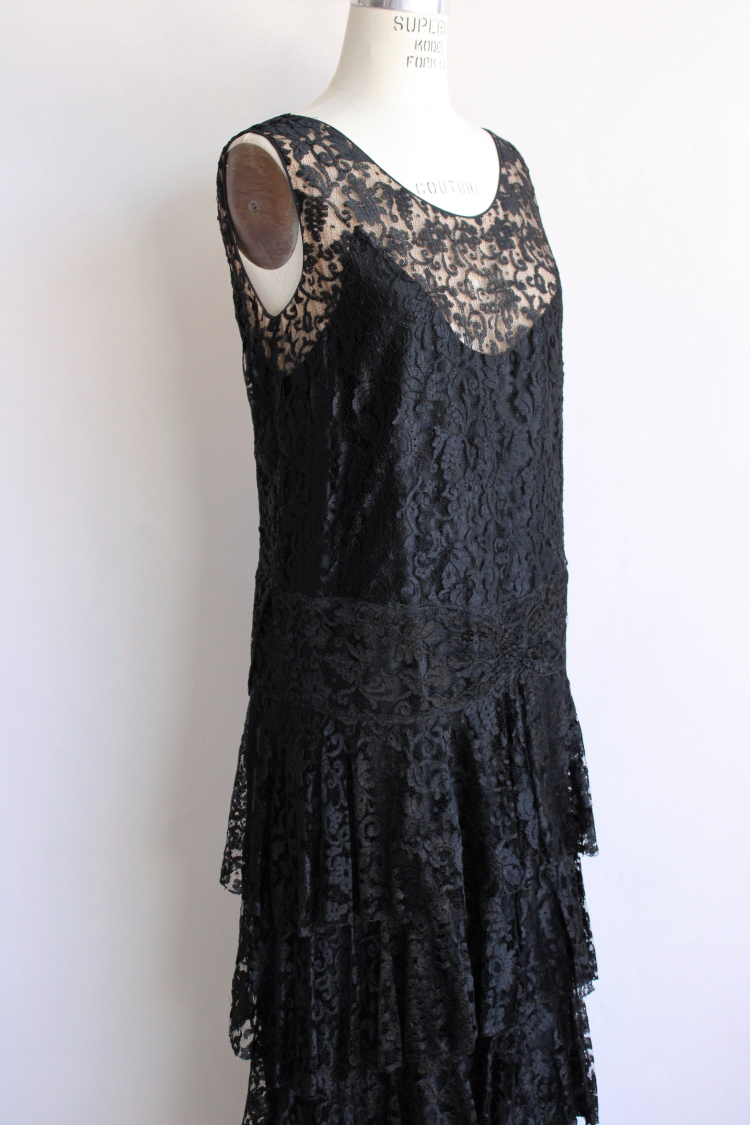 Vintage 1920s Black Lace Flapper Dress – Toadstool Farm Vintage