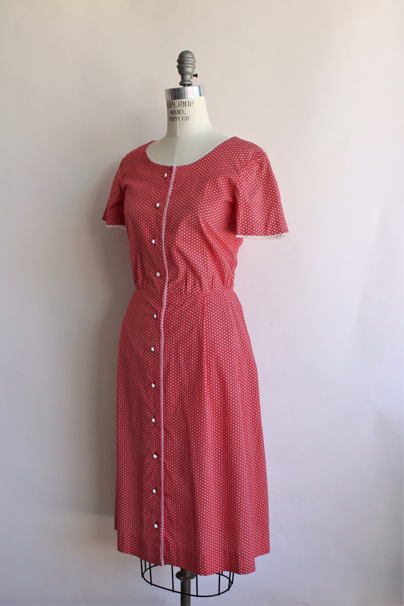 Vintage 1950s Red Calico Floral Dress – Toadstool Farm Vintage