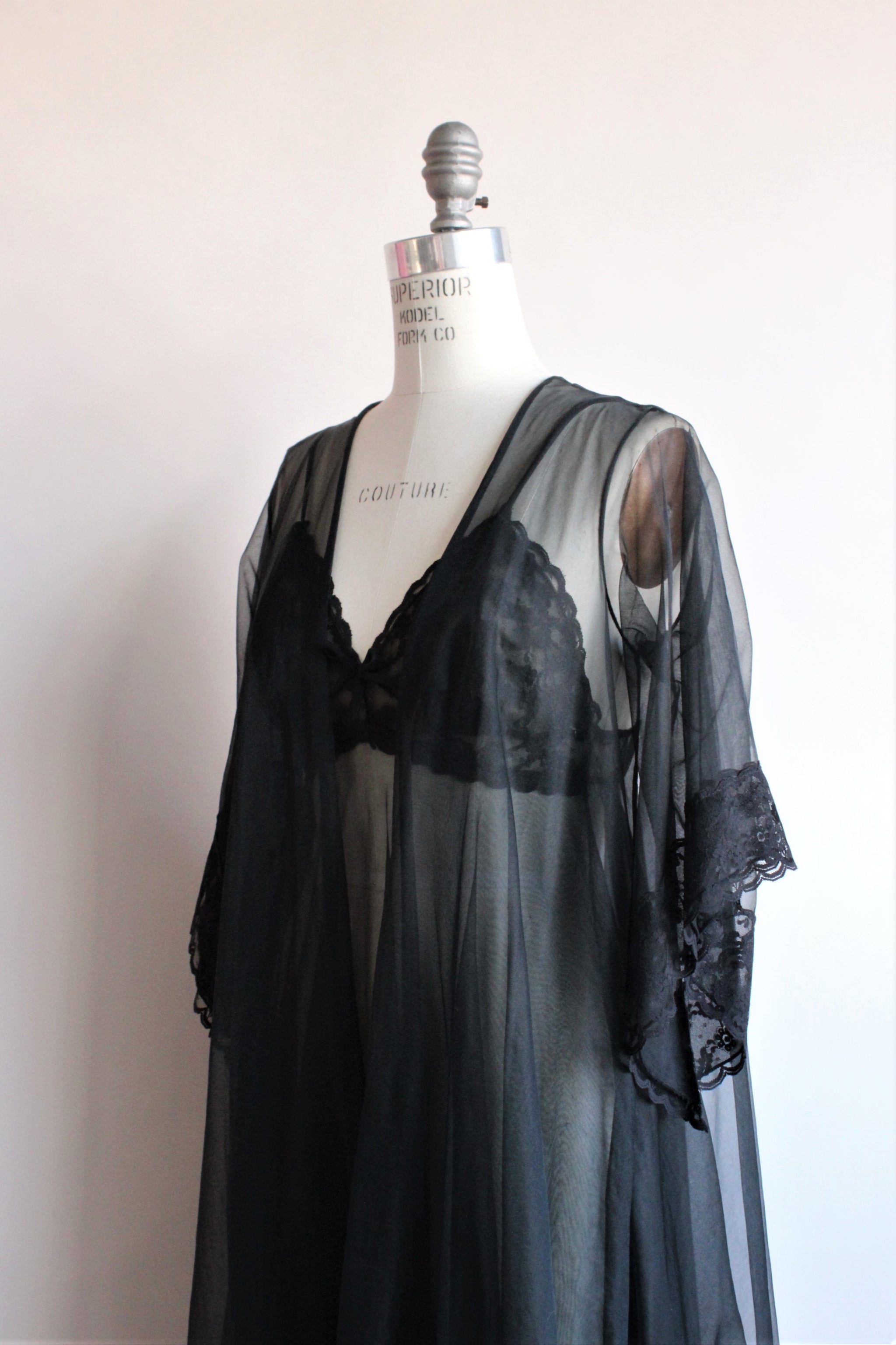 Vintage 1970s Black Peignoir Robe And Nightgown Set – Toadstool Farm ...