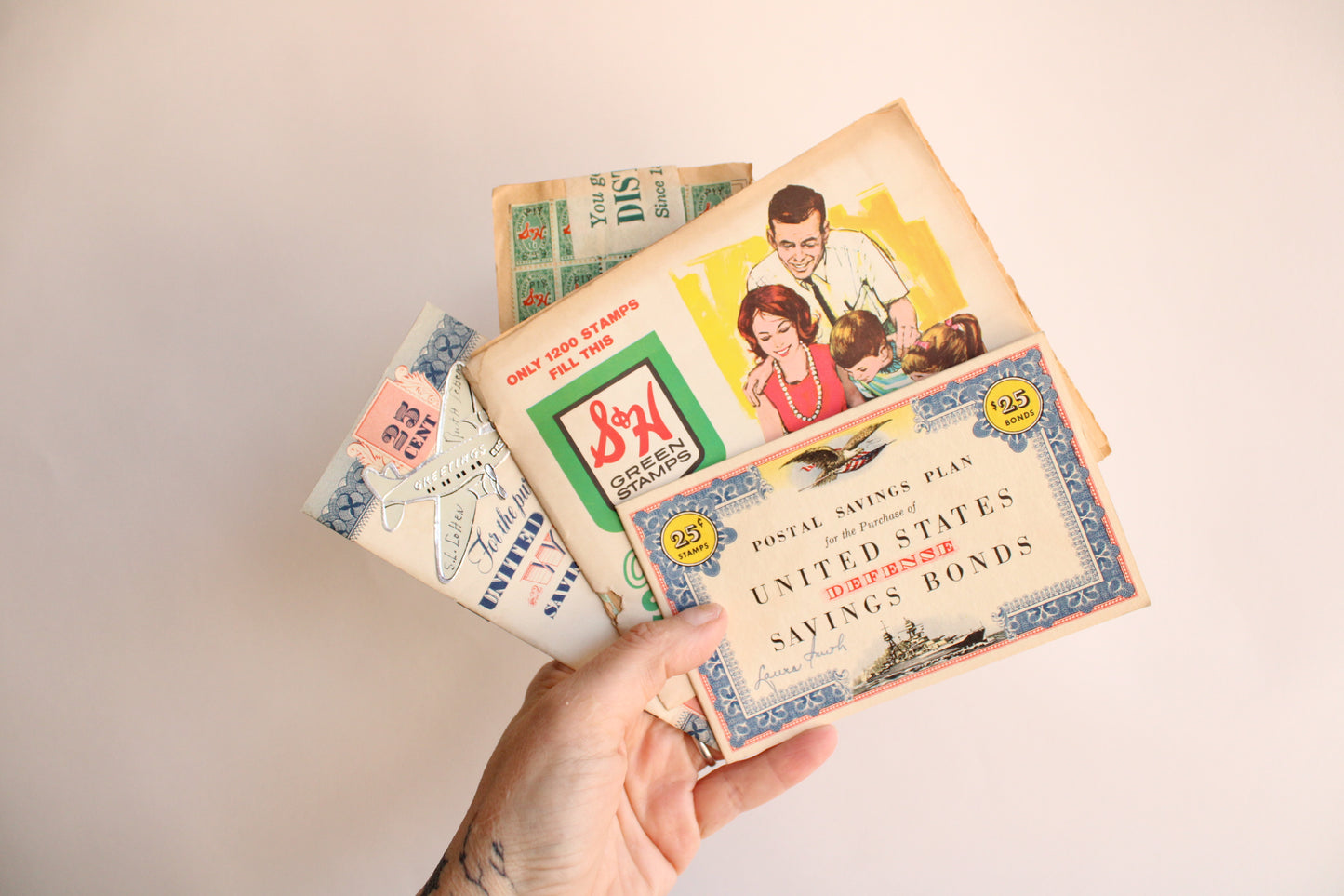 Vintage 1940s 1950s Savings Bond and Green Stamps Books