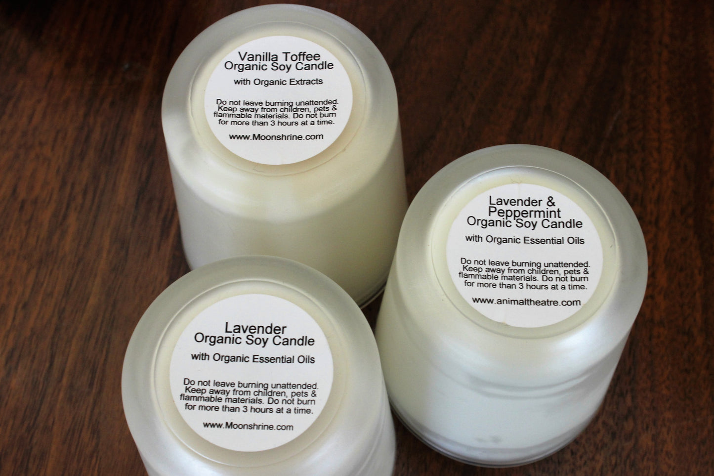 Organic Soy Candle In Three Scents: Lavender, Vanilla Toffee, Lavender Peppermint 