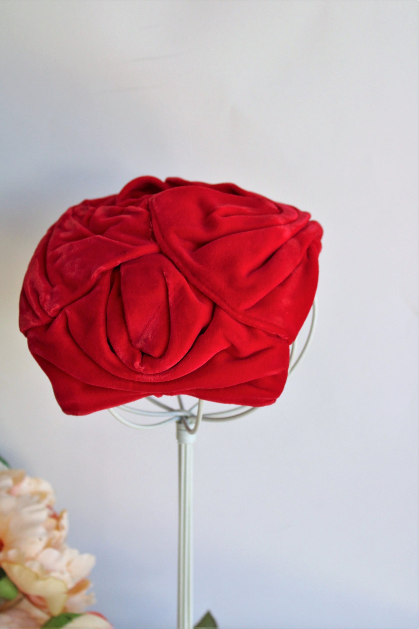 Vintage 1950s Red Velvet Curvette Hat