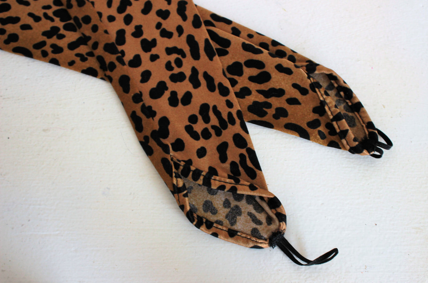 Vintage 1990s Leopard Print Stretch Satin Gloves