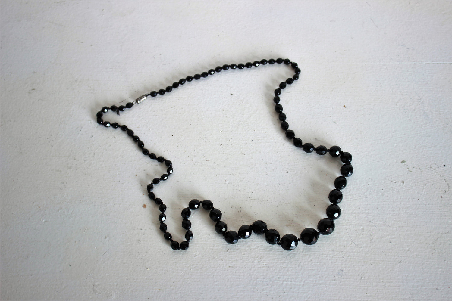 Vintage 1930s 1940s Black Czech Glass Beaded Necklace