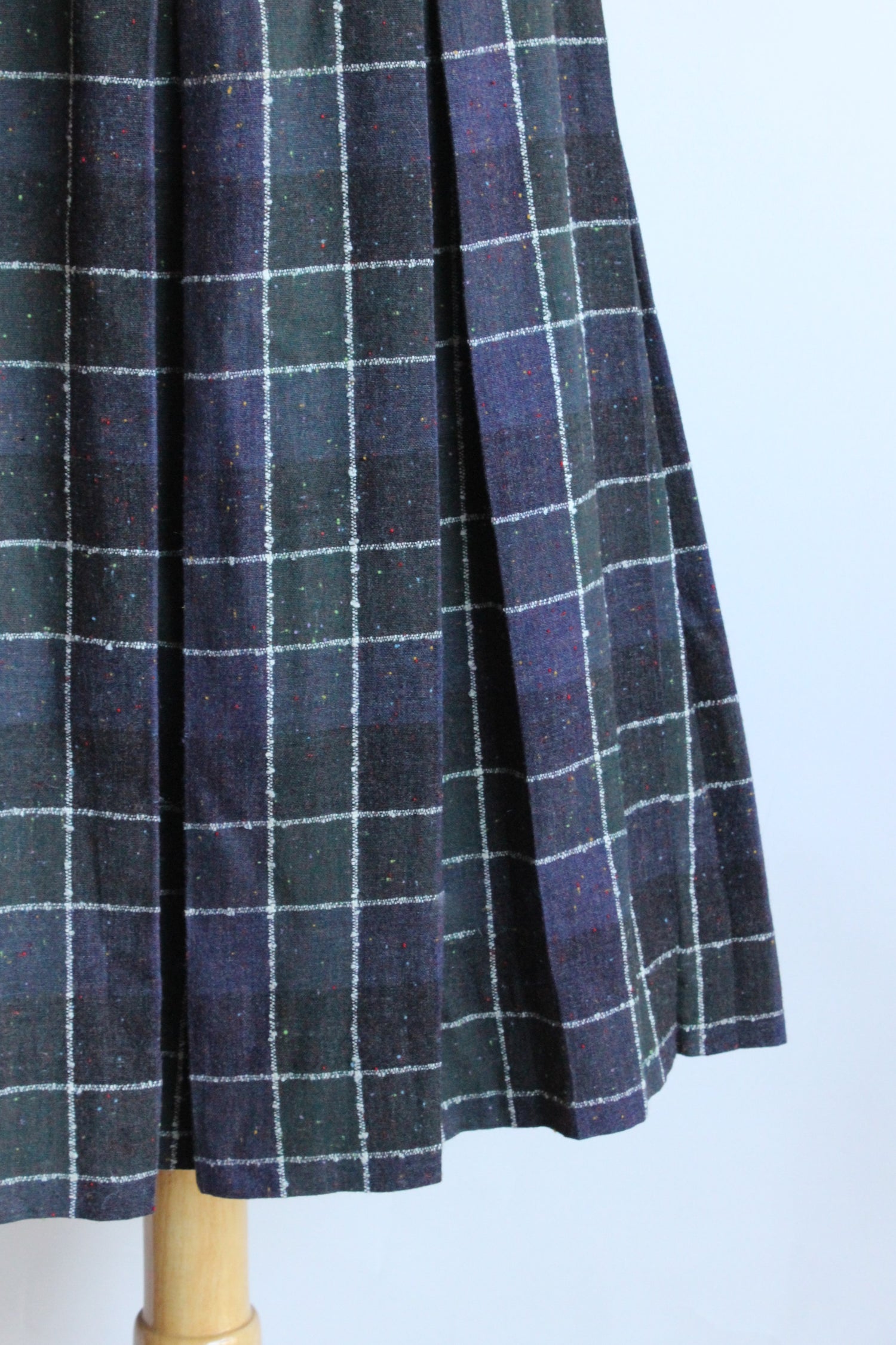 Vintage 1960s Plaid Wool Campus Casuals Pleated Skirt
