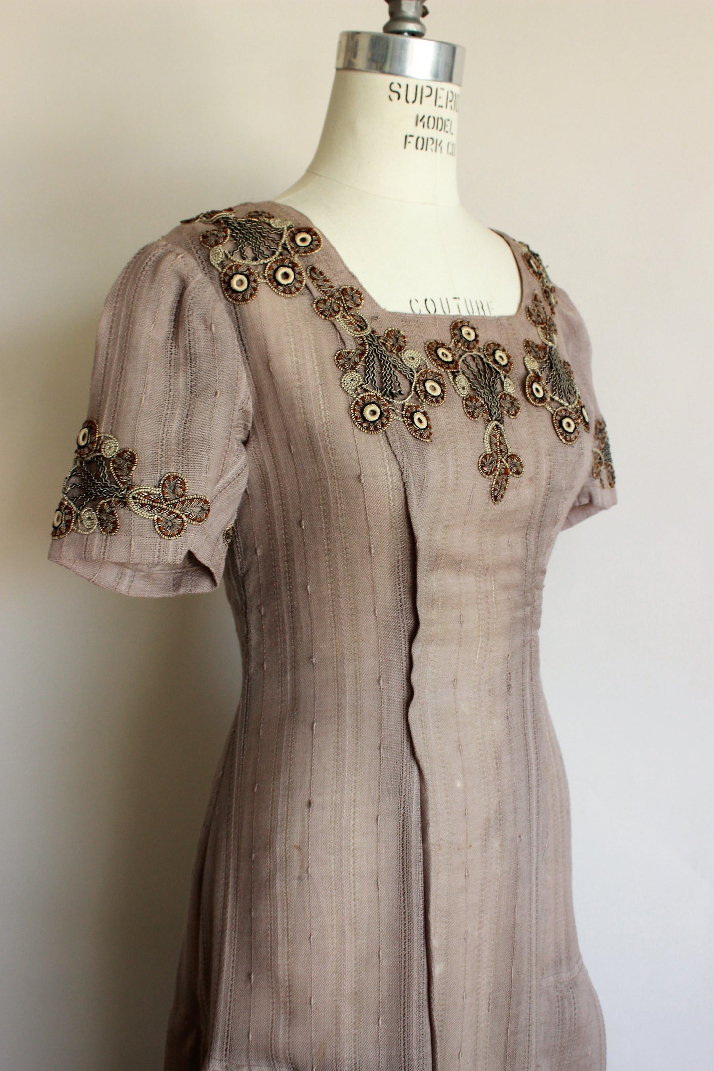 Vintage 1910s Taupe Dress