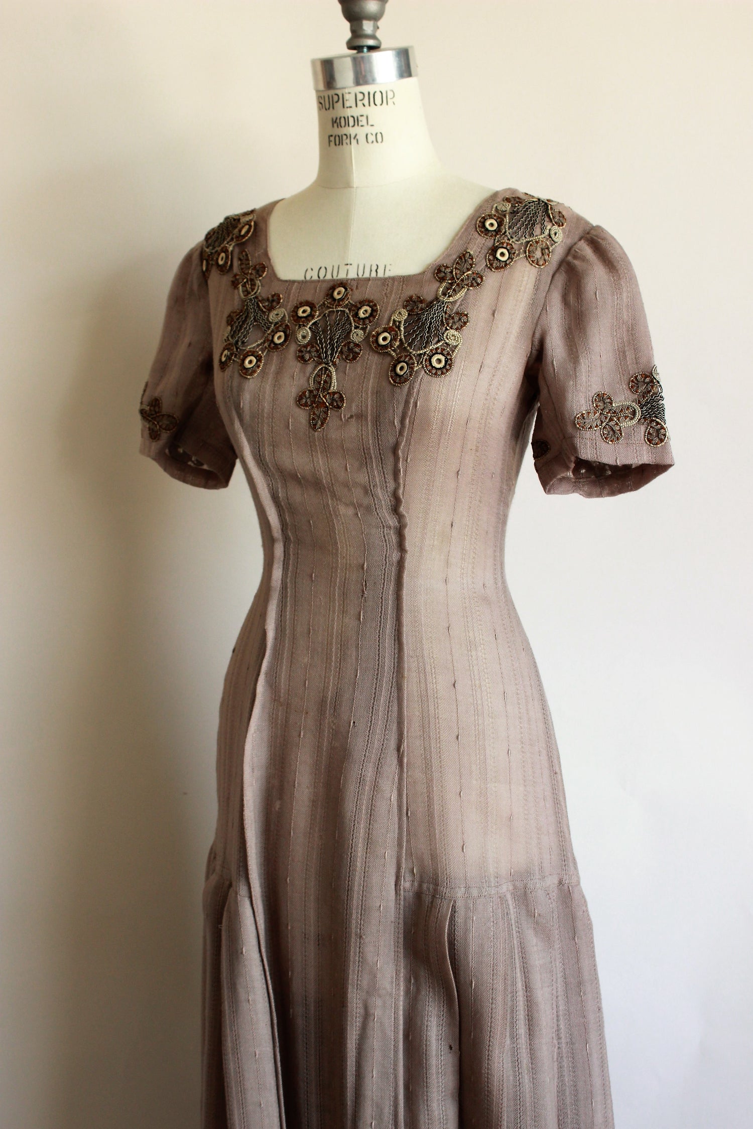 Vintage 1910s Taupe Dress
