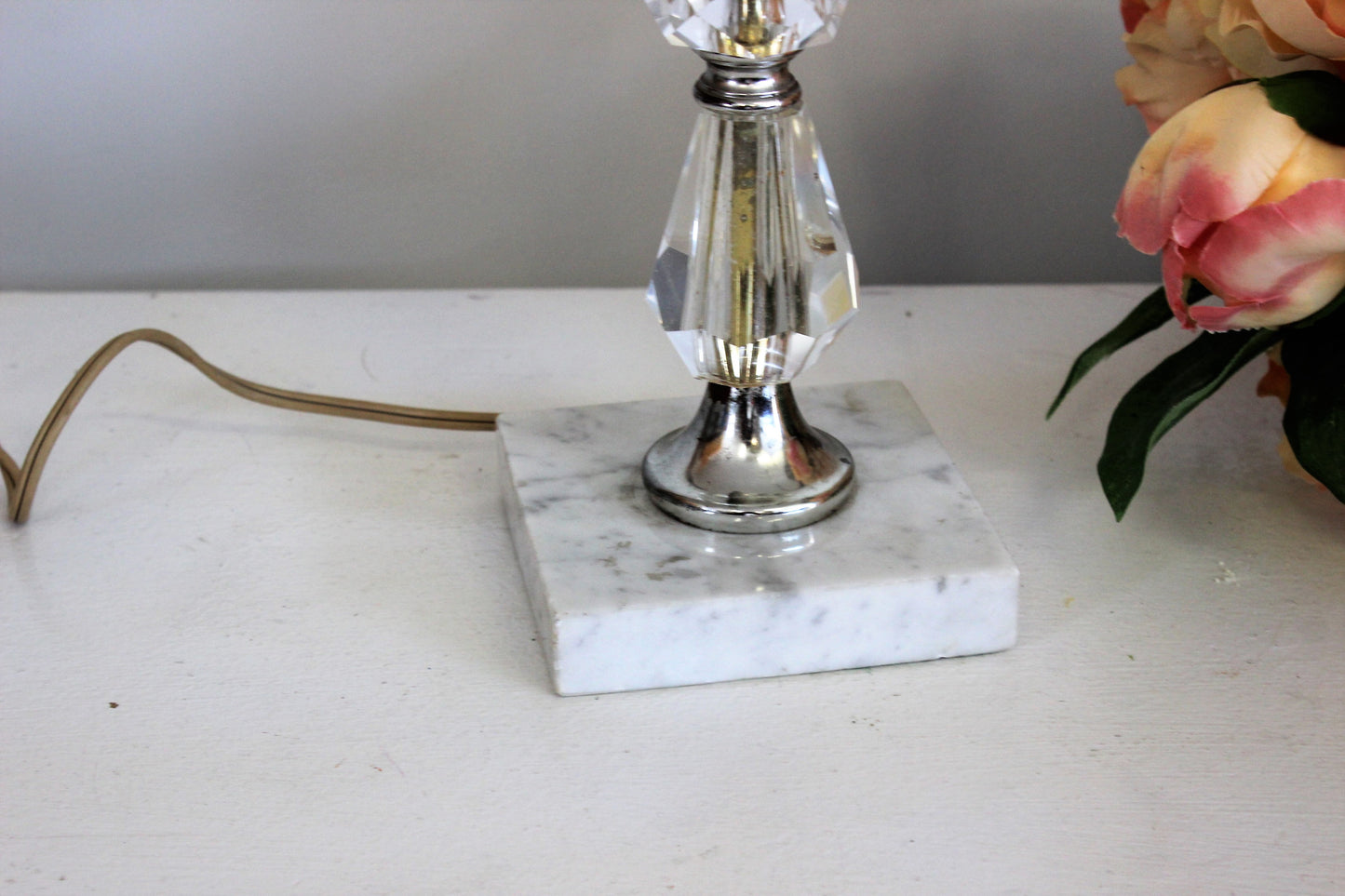 Vintage 1950s Lucite Lamp With Marble Base