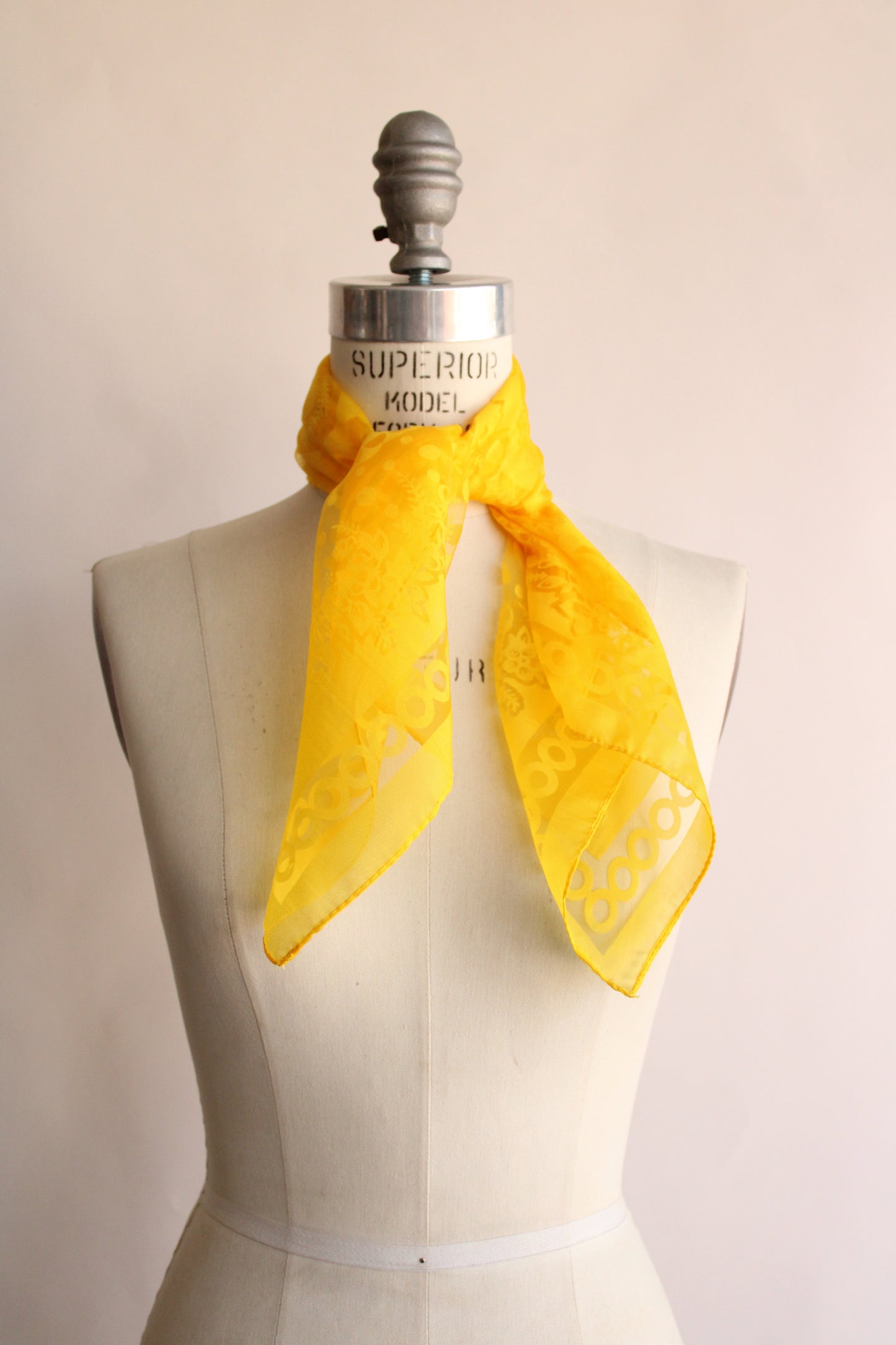 Vintage 1970s Scarf In Yellow Floral