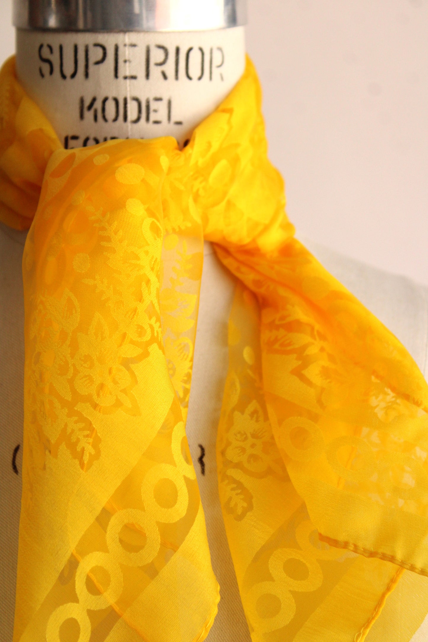 Vintage 1970s Scarf In Yellow Floral