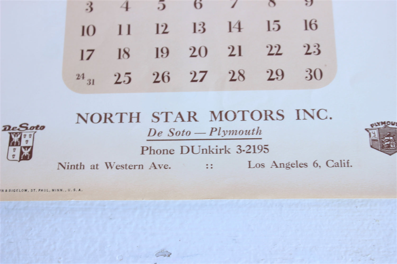 Vintage 1950s Calendar, 1954 North Star Motors Promotional Souvenir with Flowers