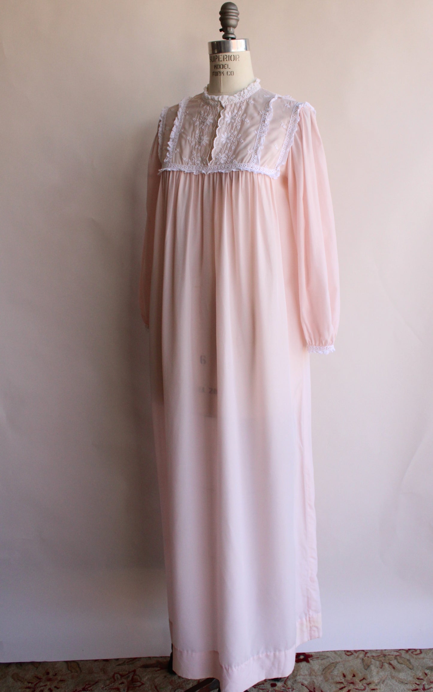 Vintage 1960s Pink Iris Lingerie Nightgown for Bullock's Wilshire