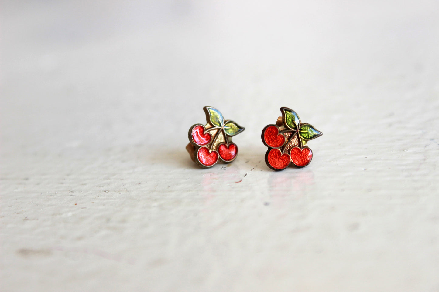 Vintage Cherry Stud Earrings