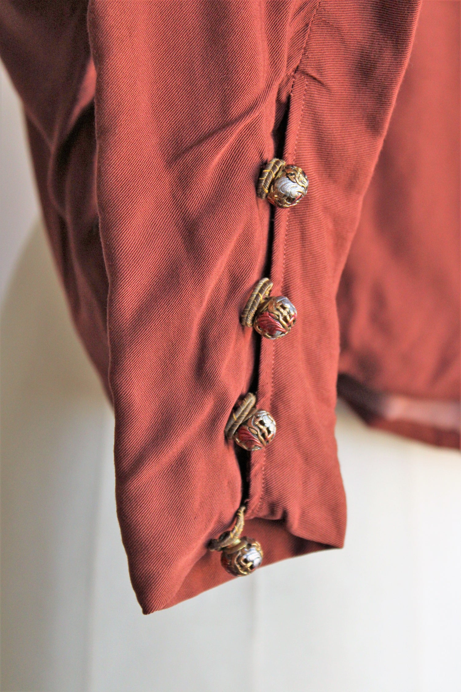 Vintage Hollywood Costume Brown Military Short Jacket With Buttons