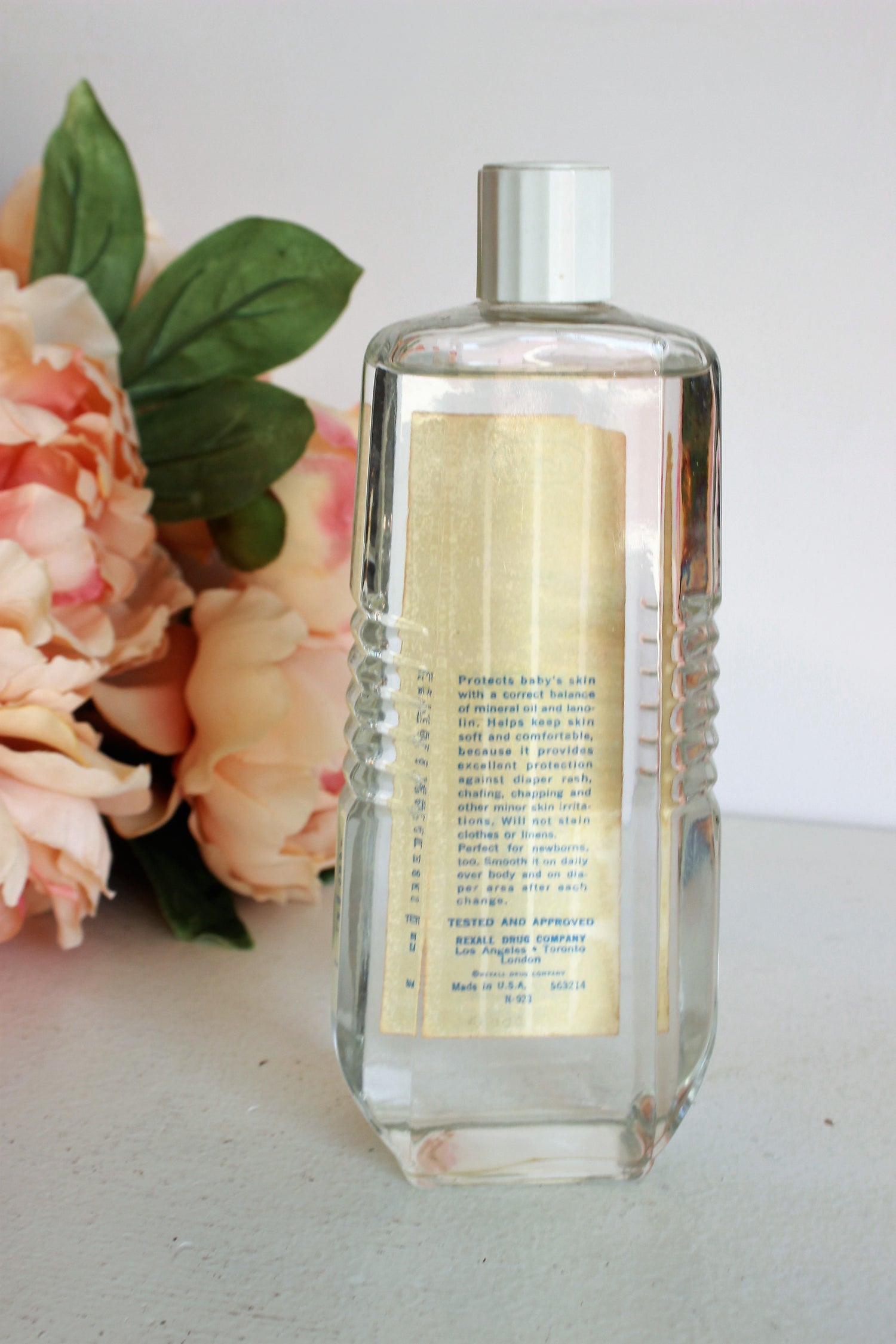 Vintage Rexall Baby Oil in Glass Bottle