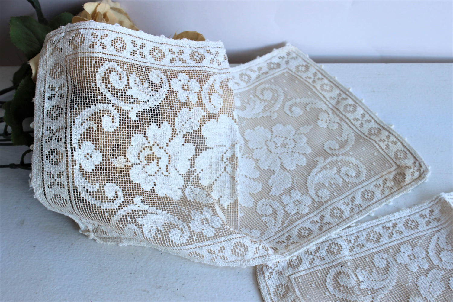 Vintage Ivory Lace Doily Set