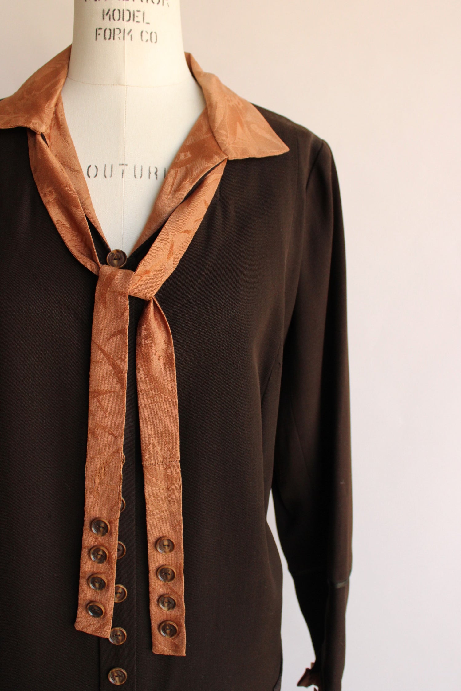Vintage 1920s Brown Wool And Silk Flapper Dress