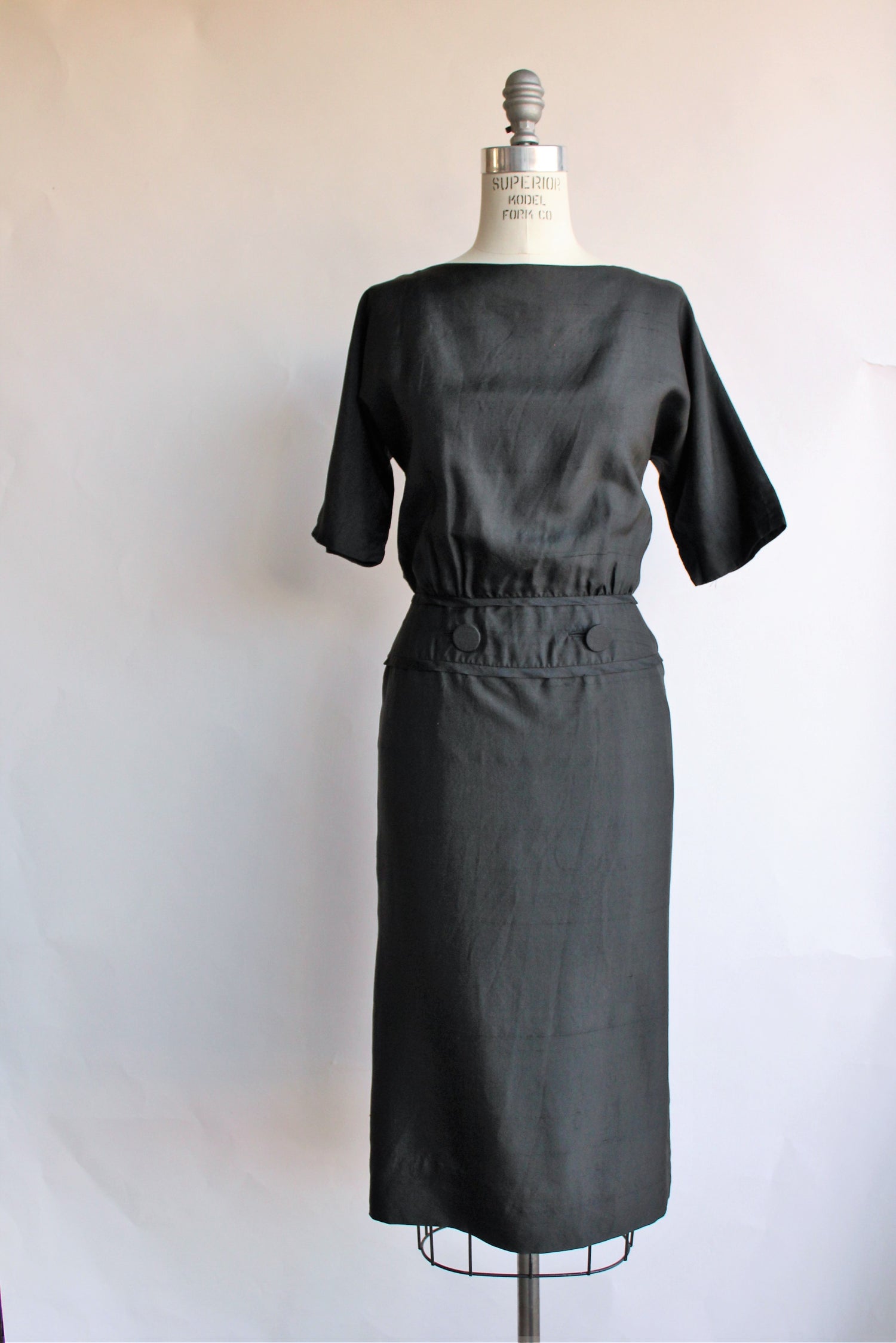 Vintage 1950s 1960s Black Silk Dress by Carl Naftal – Toadstool