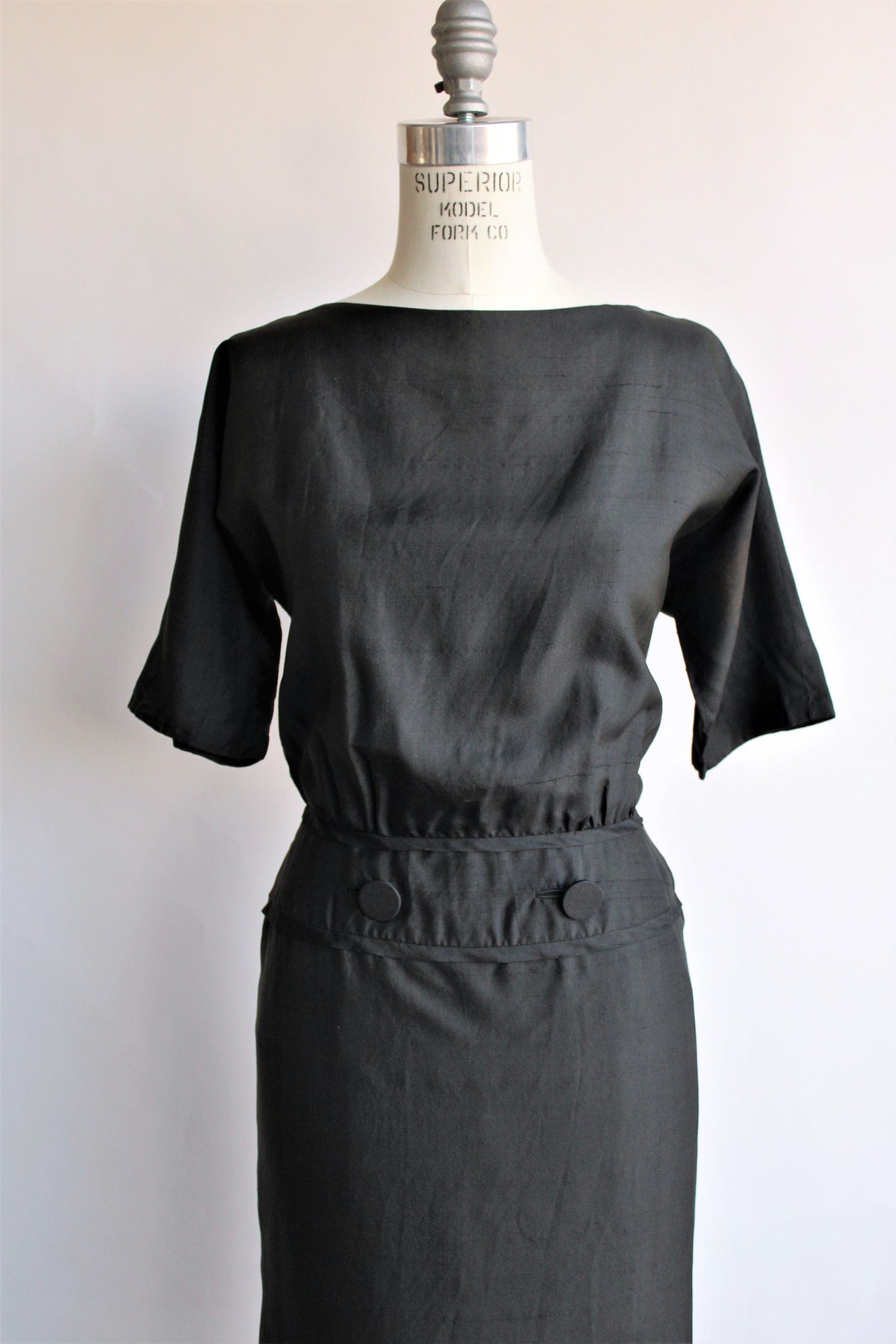Vintage 1950s 1960s Black Silk Dress by Carl Naftal