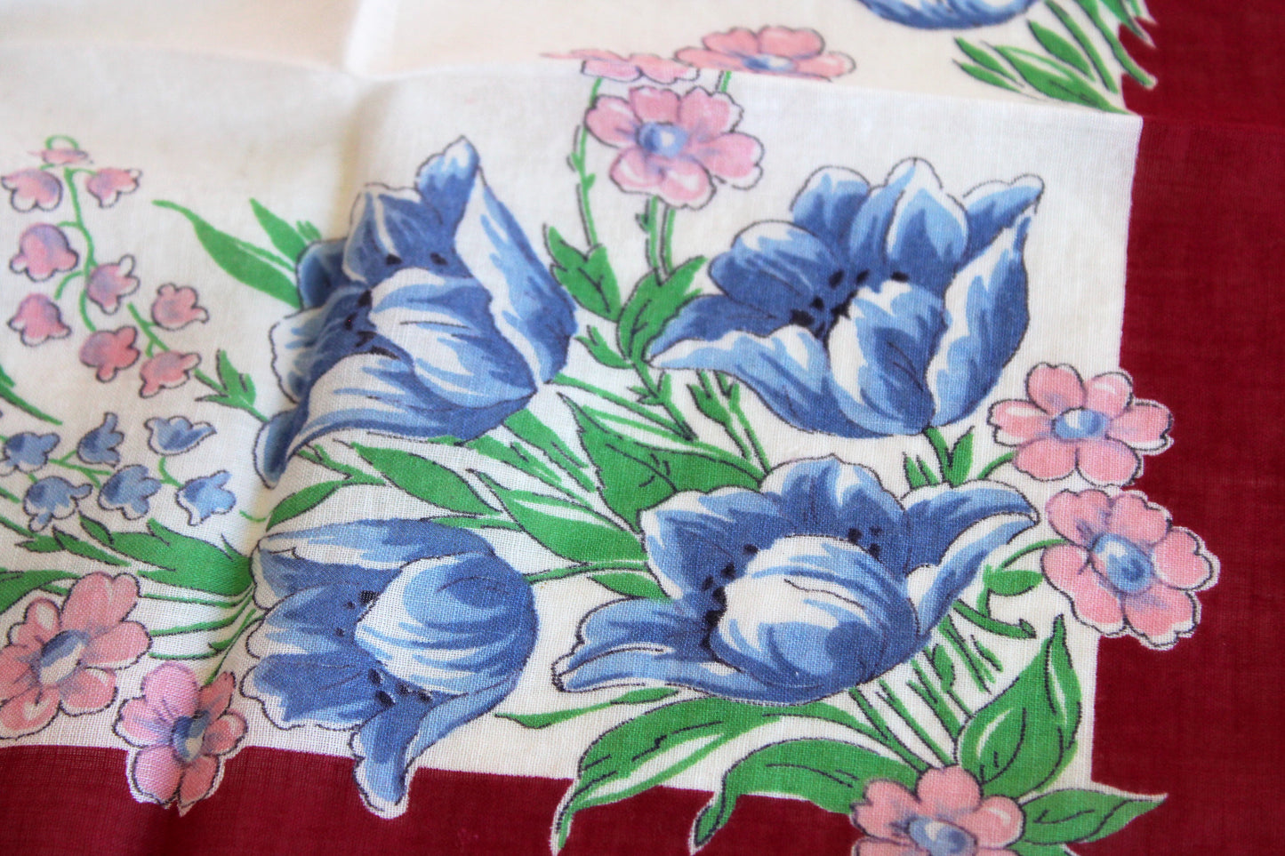 Vintage Cotton Handkerchief, Circa 1940s