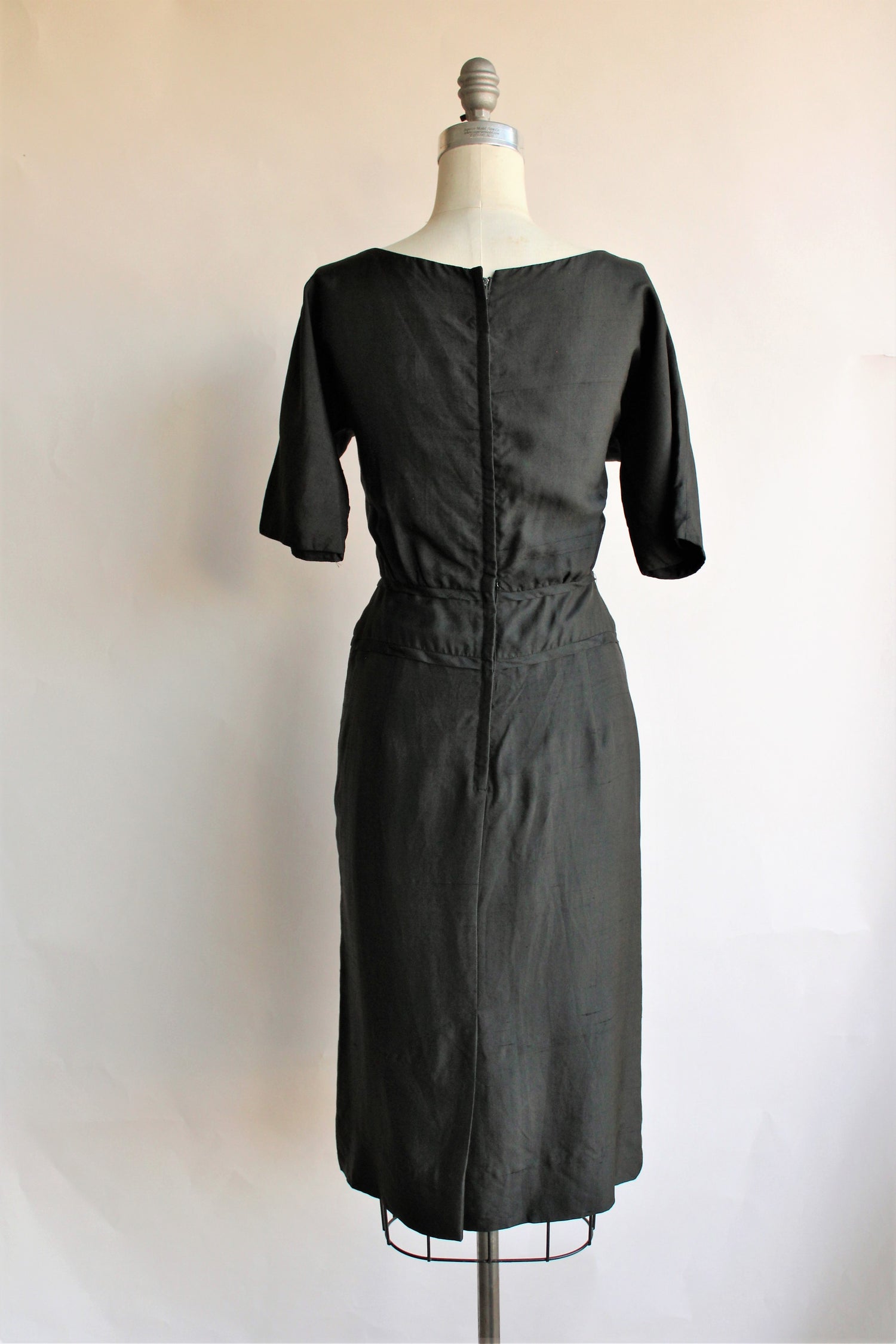 Vintage 1950s 1960s Black Silk Dress by Carl Naftal