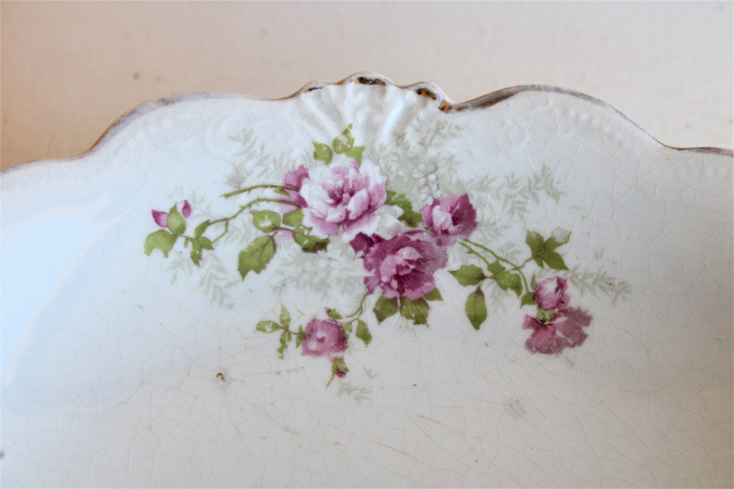 Vintage Semi Porcelain Floral Print Relish Dish