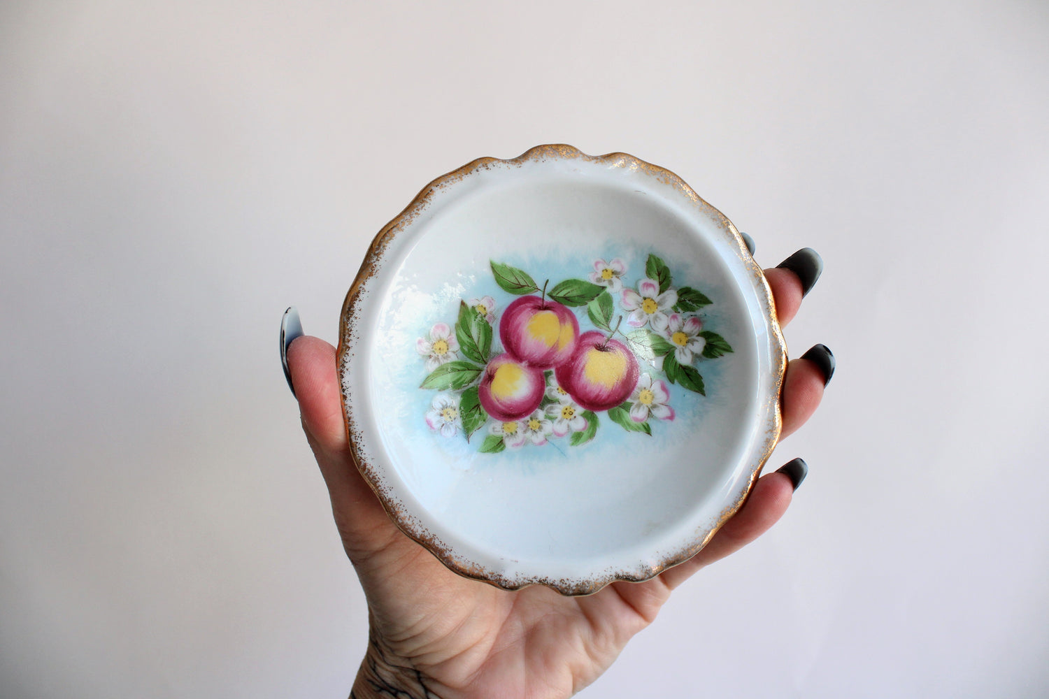 Vintage Fruit and Flower Print Creamer with Saucer