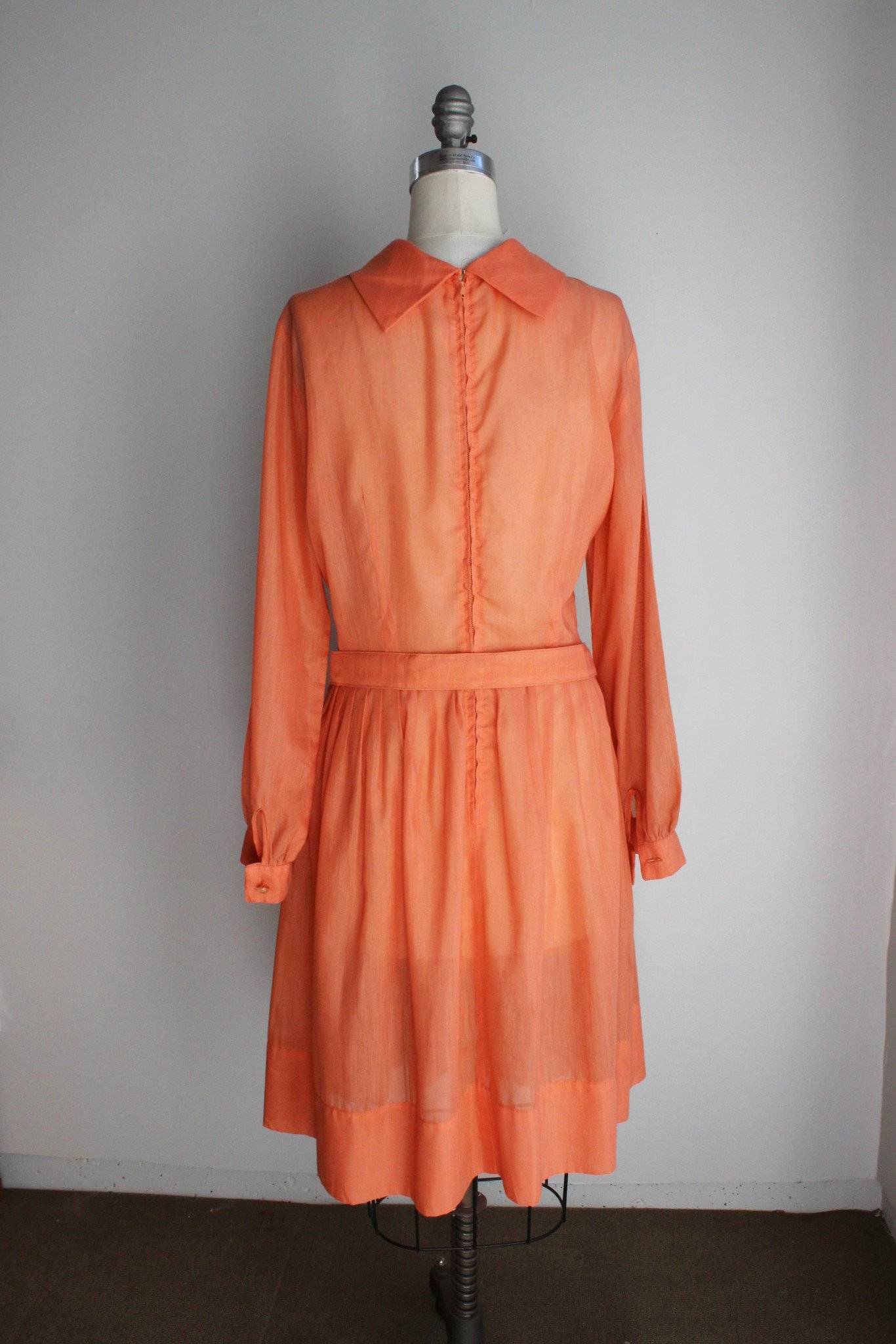 Vintage 1960s Orange Carol Brent Dress with Belt-Toadstool Farm Vintage-1960s Dress,1960s Mod Dress,Belted Dress,Carol Brent,Day Dress,Metal Zipper,Orange Dress,Vintage,Vintage Clothing,Vintage Dress,Vintage Dresses