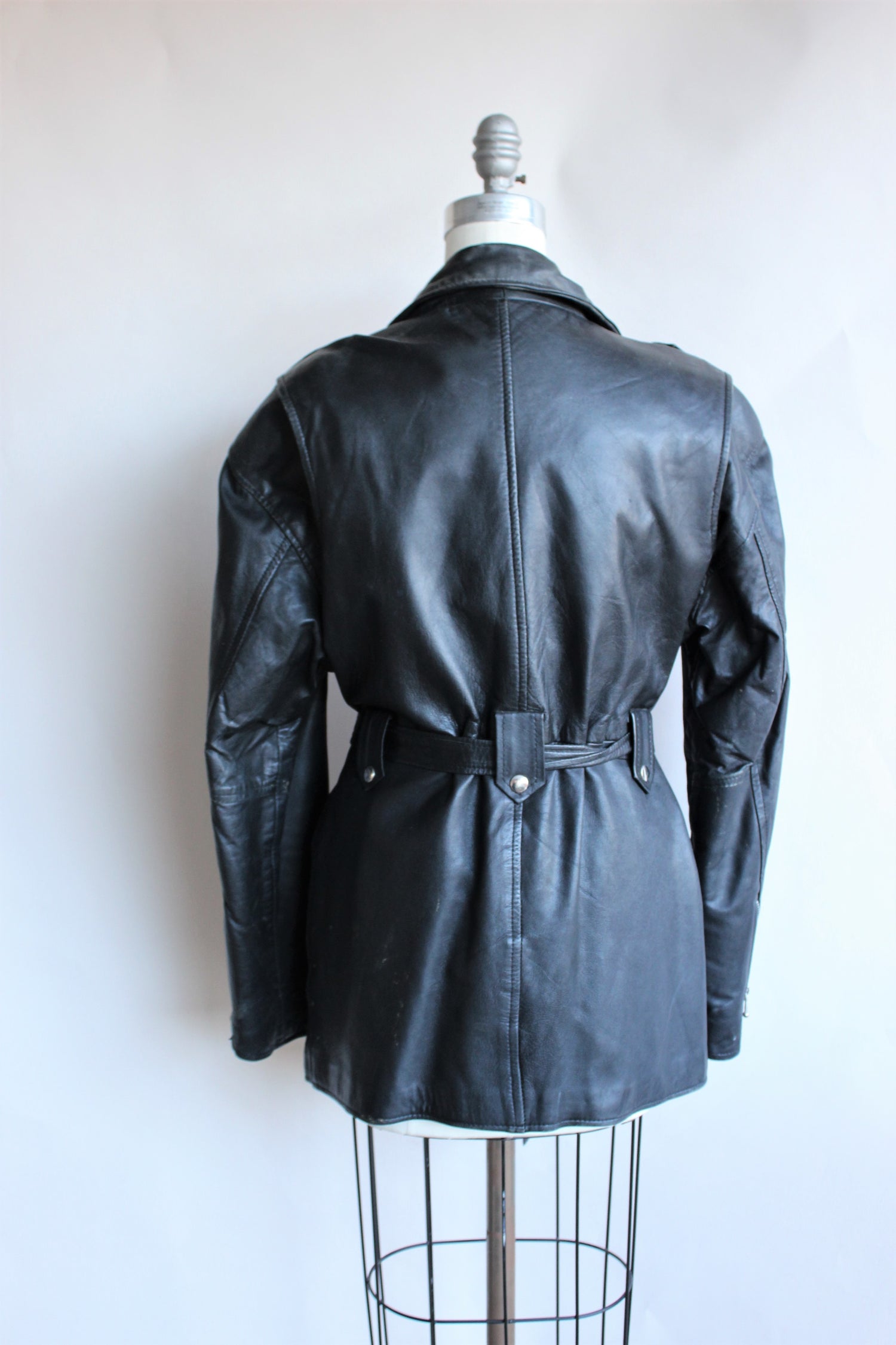Vintage 1990s Black Leather Biker Jacket