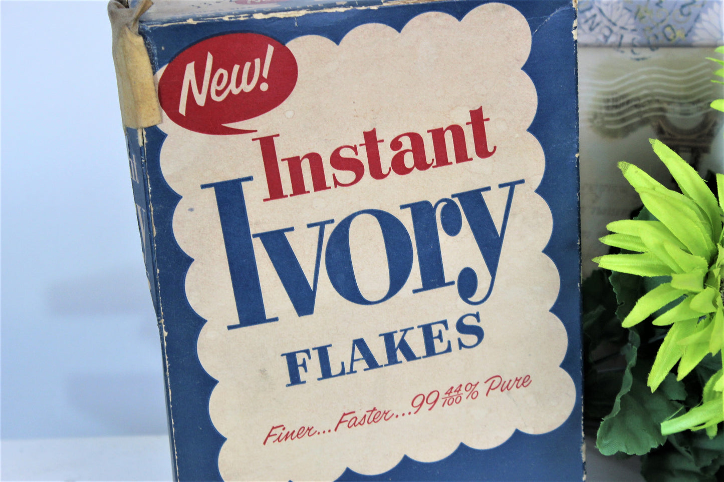 Vintage 1940s Instant Ivory Flakes Soap Box, Still 3/4 Full