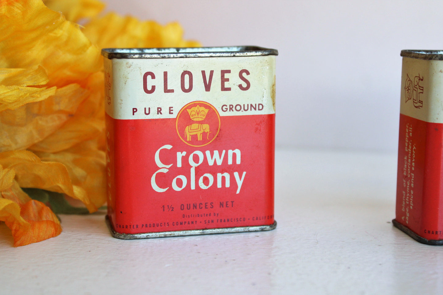 Vintage 1960s Crown Colony Spice Tins