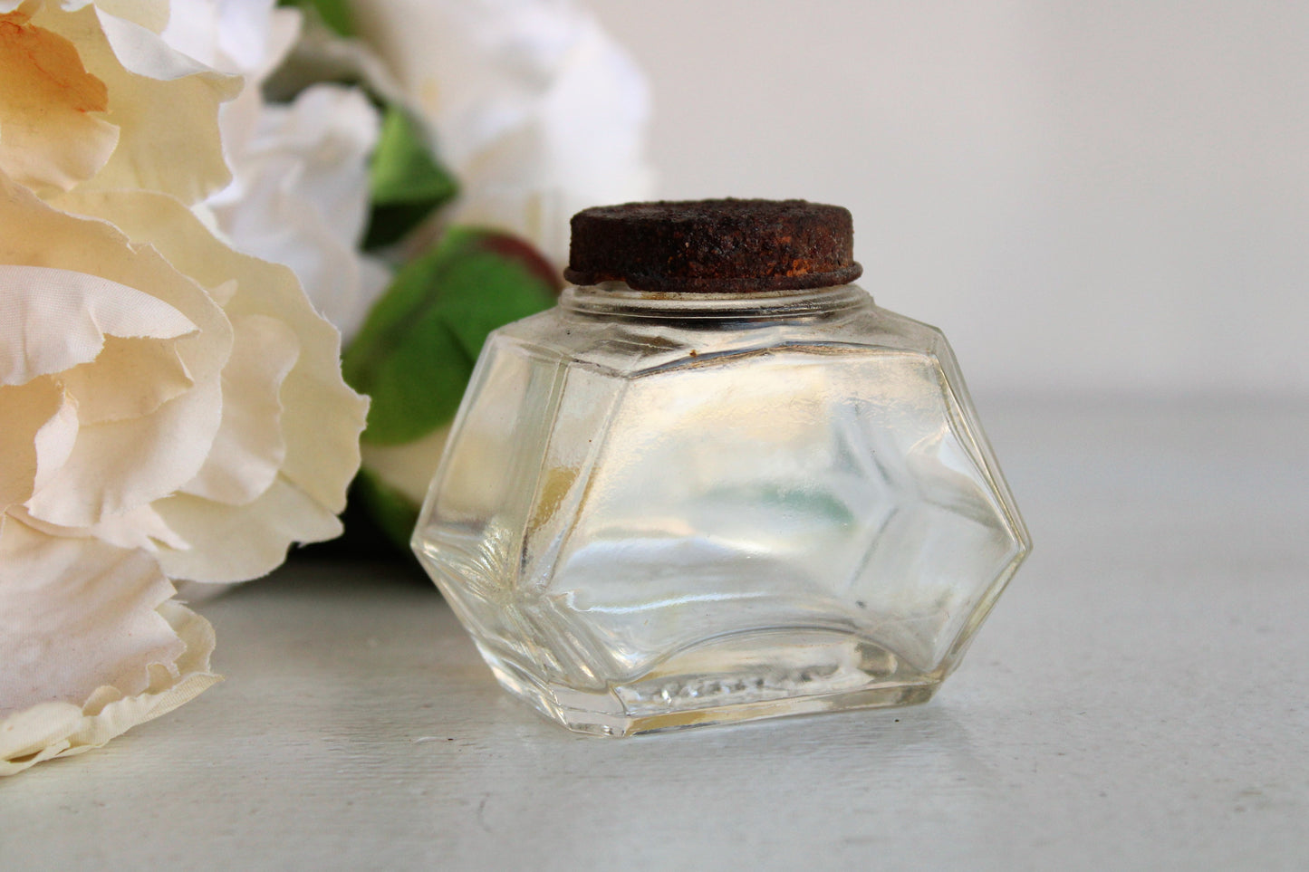 Vintage 1940s Waterman's Ink Glass Bottle with Lid